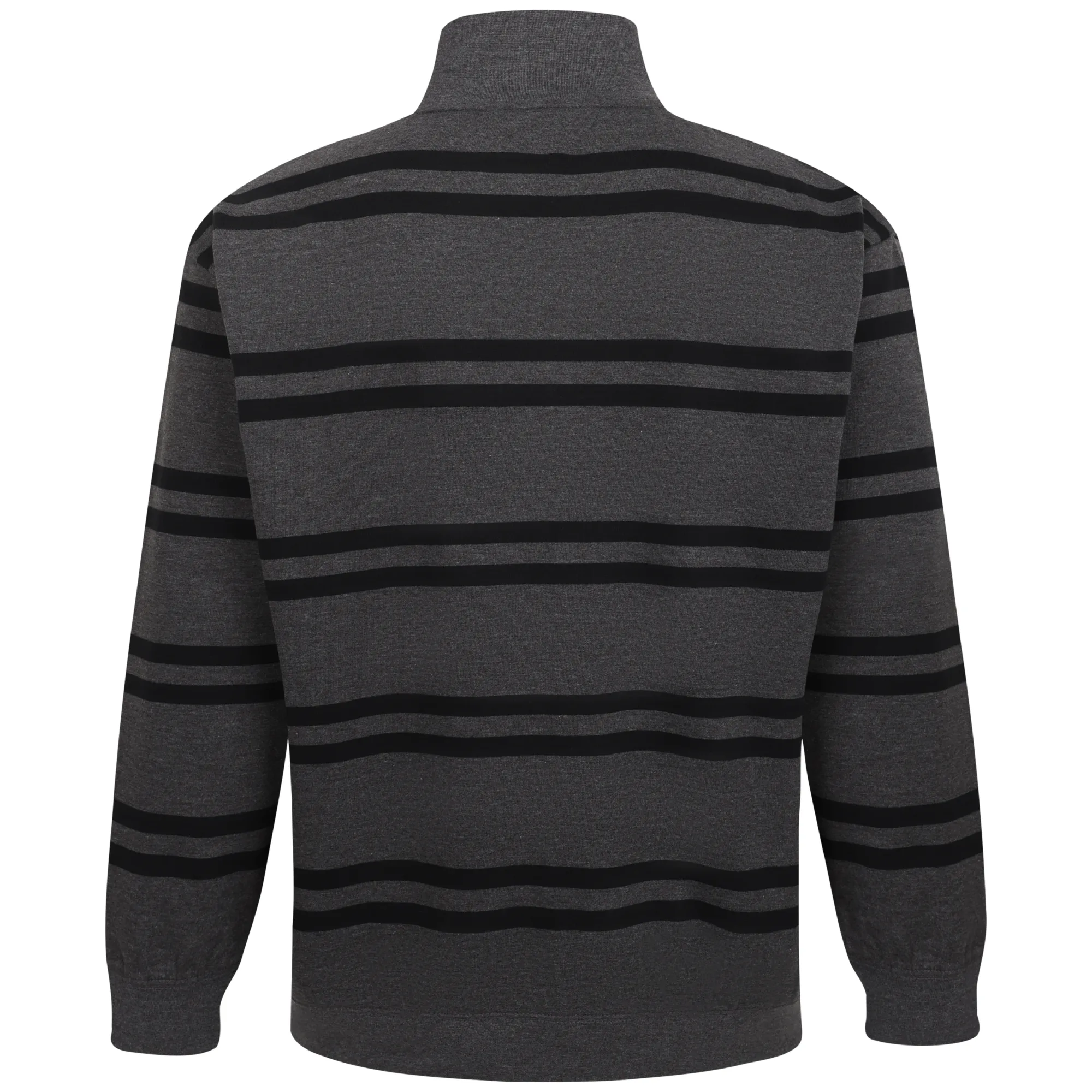 Fashion Bigdude Half-Zip Striped Jumper Charcoal Sweatshirts & Cardigans