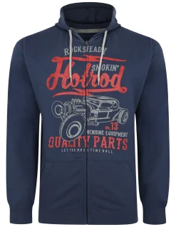Outlet Bigdude Hotrod Print Hoody Navy Hoodies
