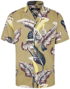 Hot Bigdude Leaves Viscose Relaxed Collar Shirt Sand Tall Casual Shirts