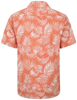 Online Bigdude Leaves Viscose Relaxed Collar Shirt Orange Tall Casual Shirts