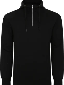Fashion Bigdude Lightweight Half Zip Hoody Black Hoodies
