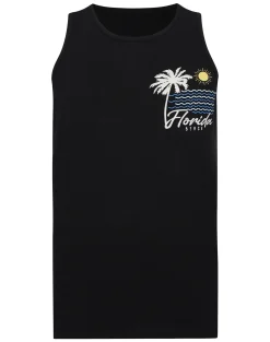 Hot Bigdude Lightweight Summer Print Vest Black Tank Tops