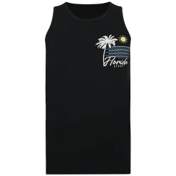 Fashion Bigdude Lightweight Summer Print Vest Black Tall Tank Tops