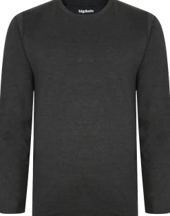 Fashion Bigdude Long Sleeve Marl T-Shirt Charcoal T-shirts