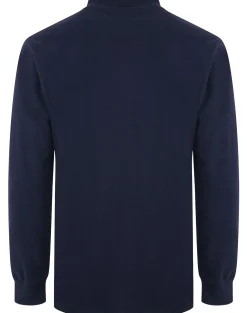 Online Bigdude Long Sleeve Polo Shirt Navy Polo Shirts