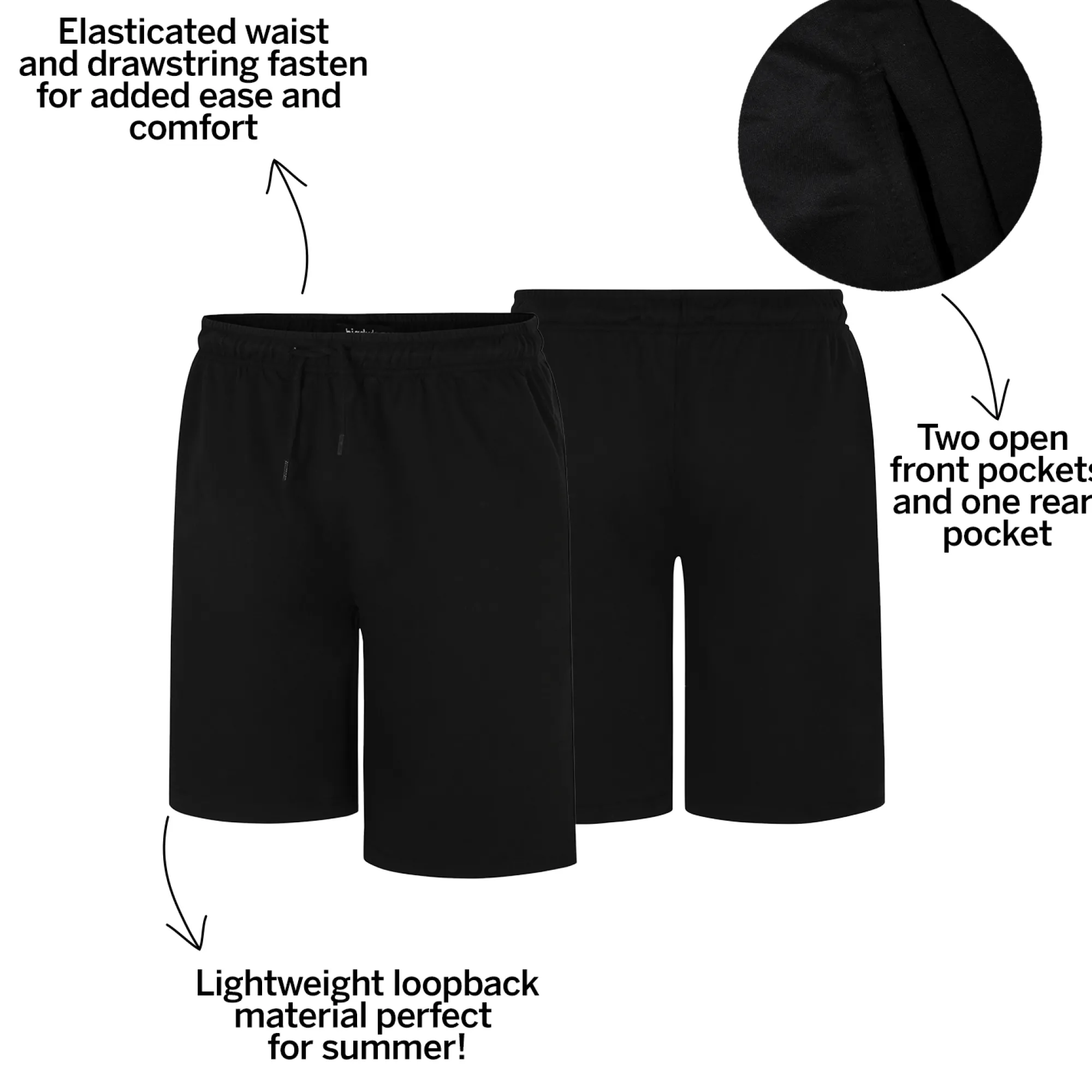 Best Bigdude Loop Back Jogger Shorts Black Shorts
