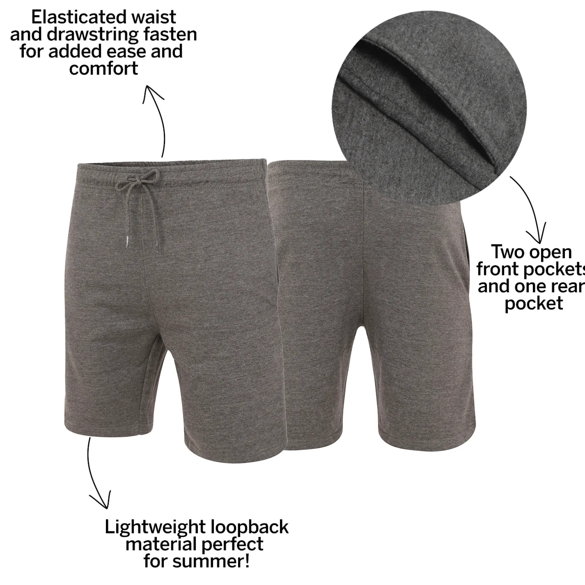 Best Bigdude Loop Back Jogger Shorts Charcoal Shorts