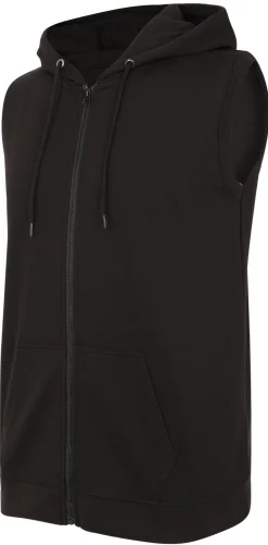Fashion Bigdude Loop Back Sleeveless Hoody Black Hoodies