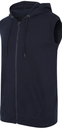 Outlet Bigdude Loop Back Sleeveless Hoody Navy Hoodies