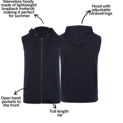 Outlet Bigdude Loop Back Sleeveless Hoody Navy Hoodies