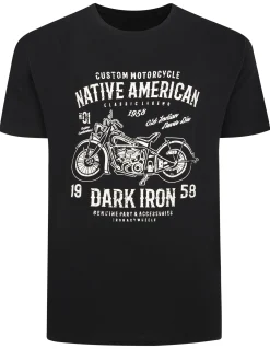 Clearance Bigdude Motorcycle Print T-Shirt Black T-shirts