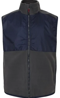 Hot Bigdude Nylon Polar Fleece Gilet Navy/Charcoal Coats & Jackets