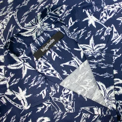 Discount Bigdude Ocean Viscose Relaxed Collar Shirt Navy Casual Shirts