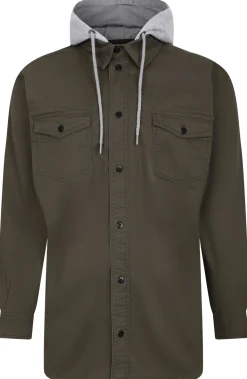 New Bigdude Overshirt With Hood Olive Casual Shirts