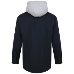Fashion Bigdude Overshirt With Hood Navy Casual Shirts