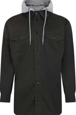 Hot Bigdude Overshirt With Hood Charcoal Casual Shirts