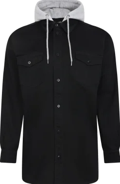 New Bigdude Overshirt With Hood Black Casual Shirts