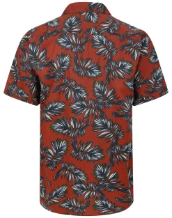 New Bigdude Palm Leaves Viscose Relaxed Collar Shirt Pepper Red Casual Shirts