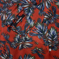 New Bigdude Palm Leaves Viscose Relaxed Collar Shirt Pepper Red Casual Shirts