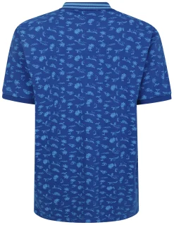 New Bigdude Palm Tree Polo Deep Blue Polo Shirts