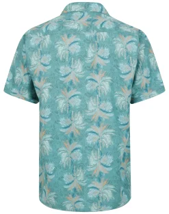 Fashion Bigdude Palms Viscose Relaxed Collar Shirt Green Casual Shirts