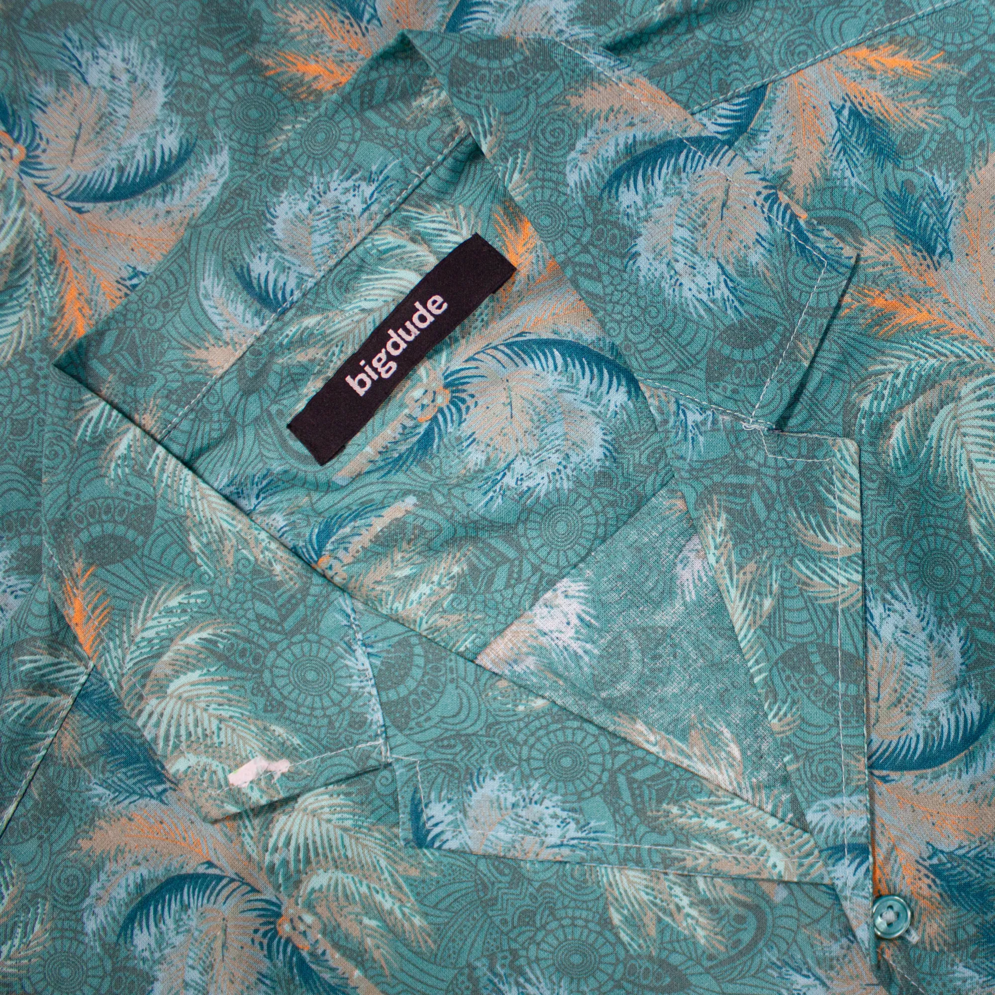 Fashion Bigdude Palms Viscose Relaxed Collar Shirt Green Casual Shirts