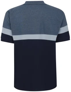 New Bigdude Pique Colour Block Polo Shirt Denim Polo Shirts