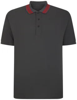 Clearance Bigdude Pique Polo With Chunky Tipping Charcoal Polo Shirts