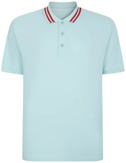 Online Bigdude Pique Polo With Chunky Tipping Turquoise Tall Polo Shirts