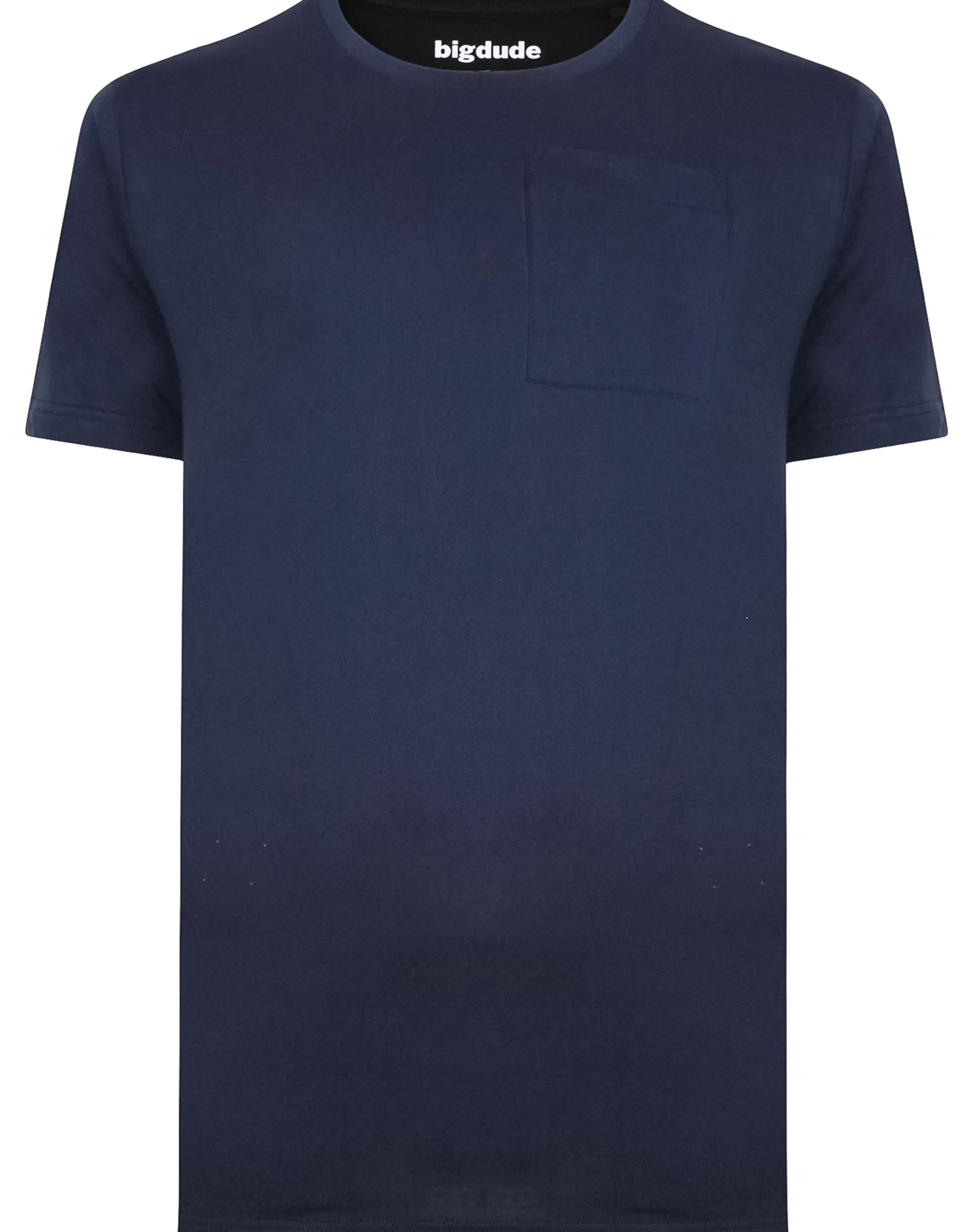 Outlet Bigdude Plain Crew Neck T-Shirt With Pocket Navy T-shirts