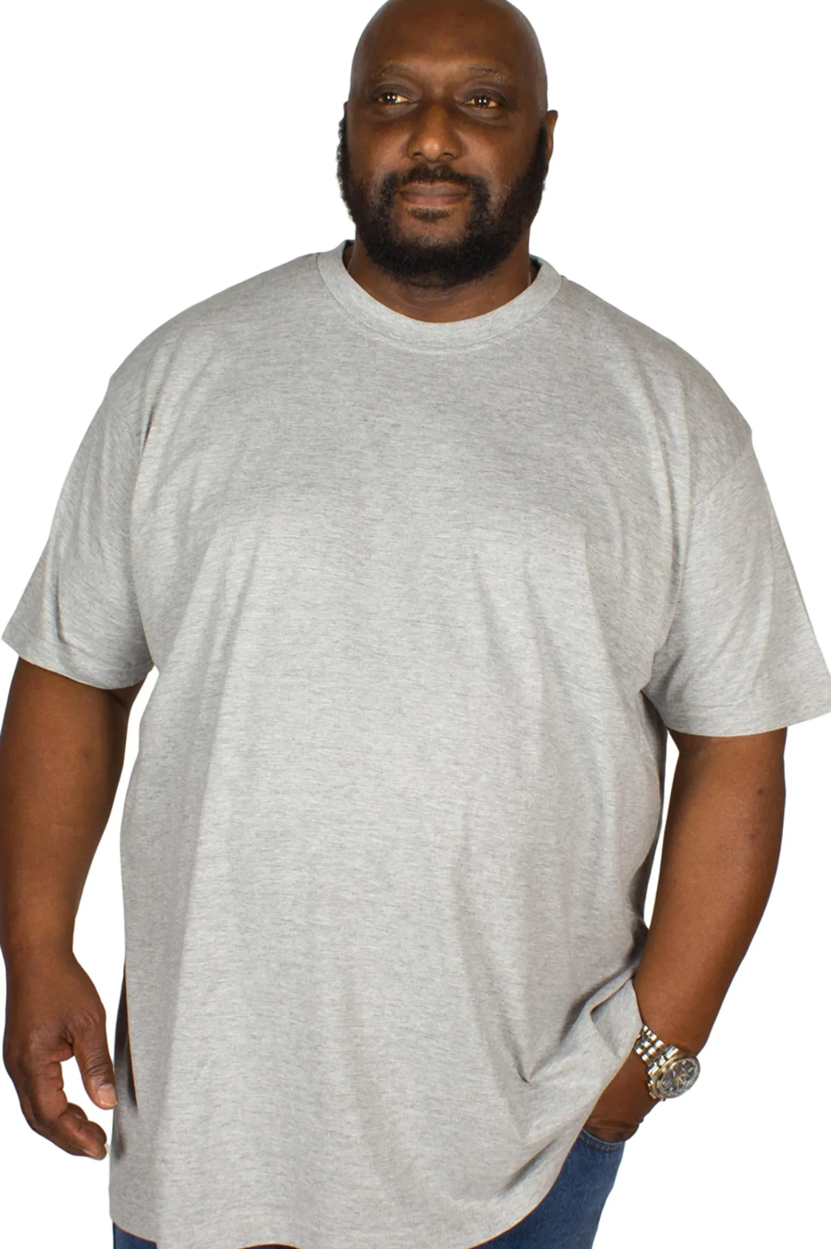 Best Bigdude Plain Crew Neck T-Shirt Grey T-shirts