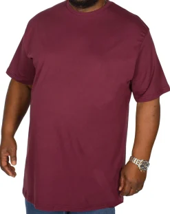 New Bigdude Plain Crew Neck T-Shirt Burgundy Tall T-shirts