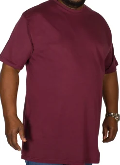 New Bigdude Plain Crew Neck T-Shirt Burgundy Tall T-shirts
