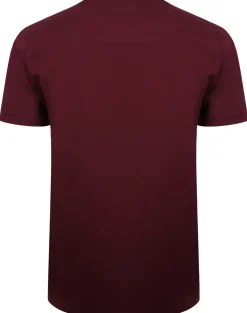 Outlet Bigdude Plain Crew Neck T-Shirt With Pocket Burgundy Tall T-shirts