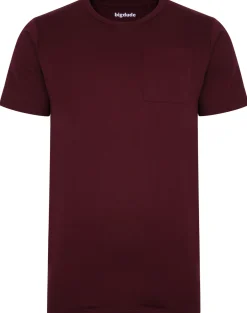 Discount Bigdude Plain Crew Neck T-Shirt With Pocket Burgundy T-shirts