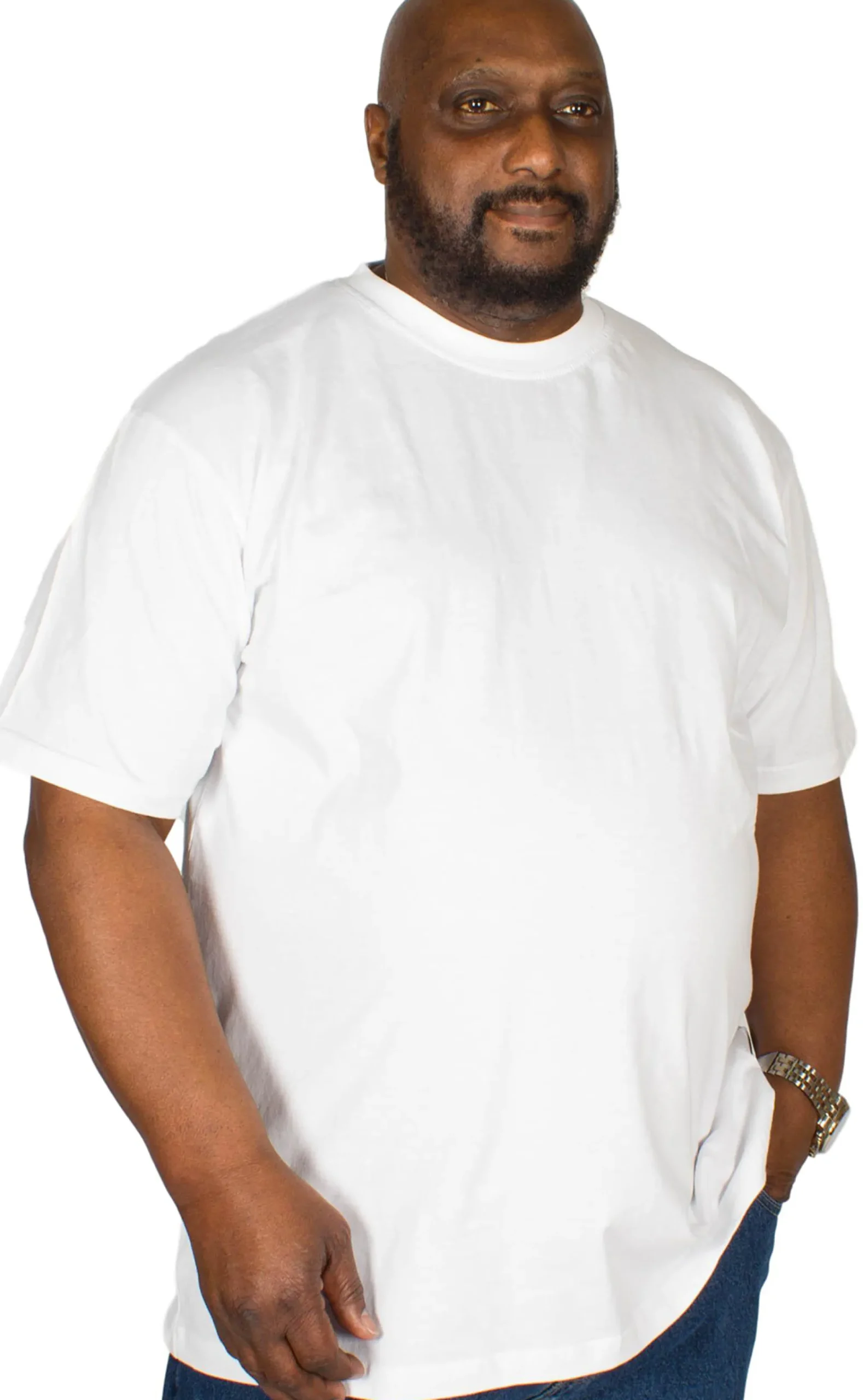 Hot Bigdude Plain Crew Neck T-Shirt White Pants|Cardigans