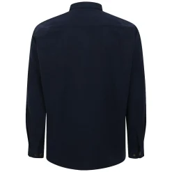 Online Bigdude Plain Flannel Long Sleeve Shirt Navy Casual Shirts