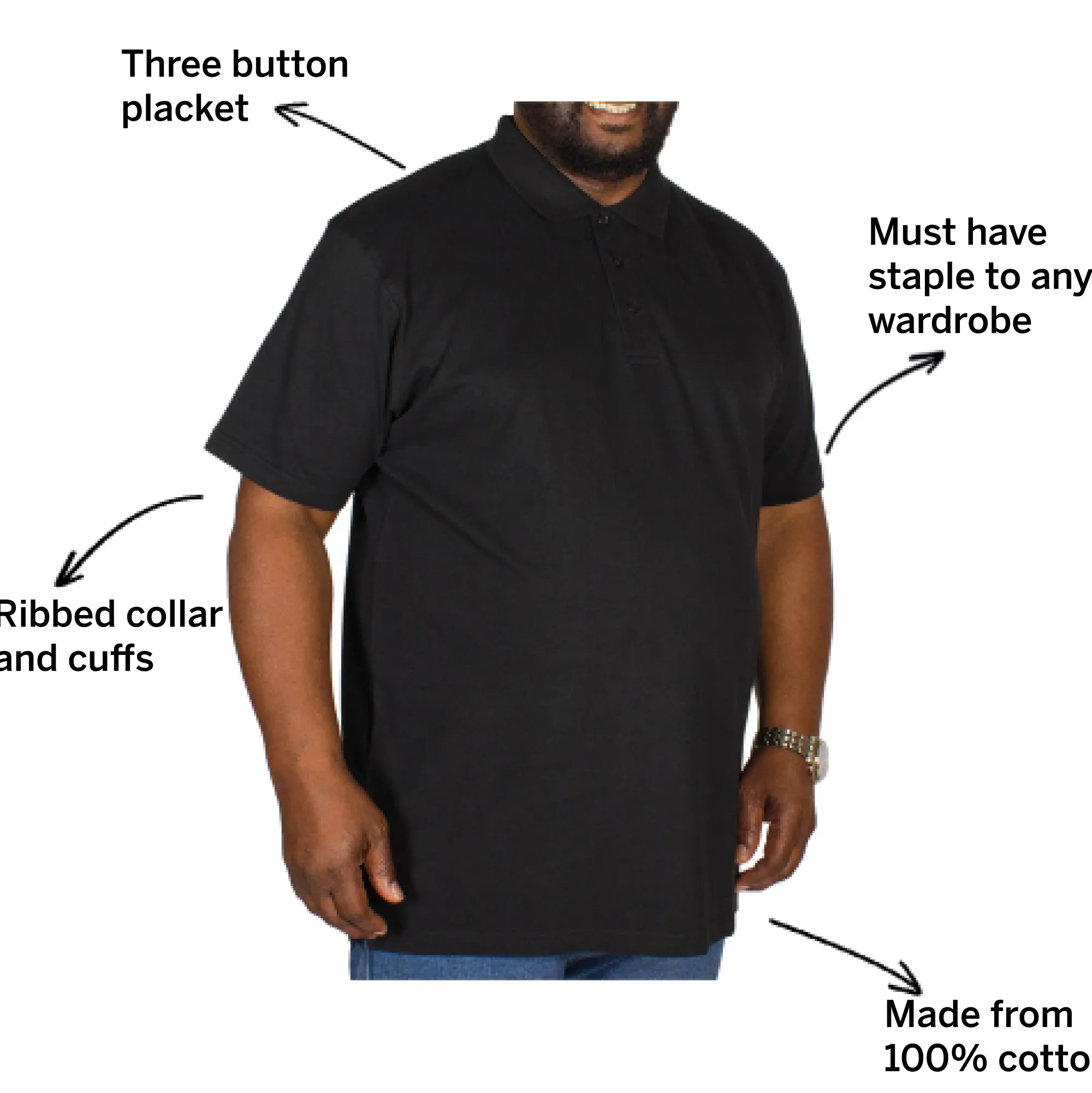 New Bigdude Plain Polo Shirt - Black Polo Shirts