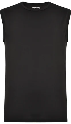 Fashion Bigdude Plain Sleeveless T-Shirt Black Tank Tops|T-shirts