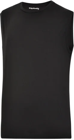 Fashion Bigdude Plain Sleeveless T-Shirt Black Tank Tops|T-shirts