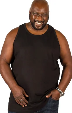 Fashion Bigdude Plain Vest Black Tall Tank Tops