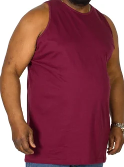 Online Bigdude Plain Vest Burgundy Tank Tops