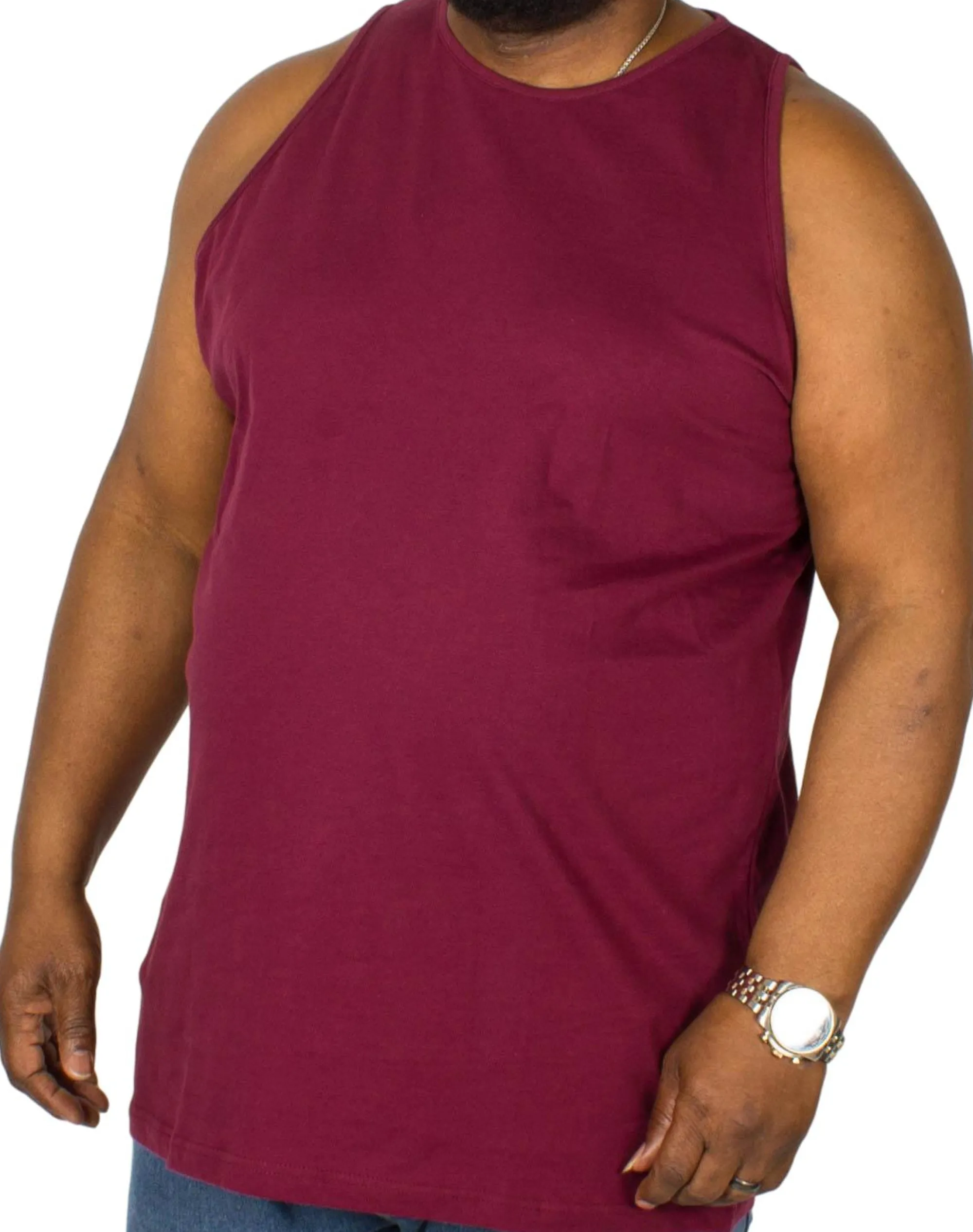 Online Bigdude Plain Vest Burgundy Tank Tops