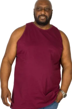 Online Bigdude Plain Vest Burgundy Tank Tops