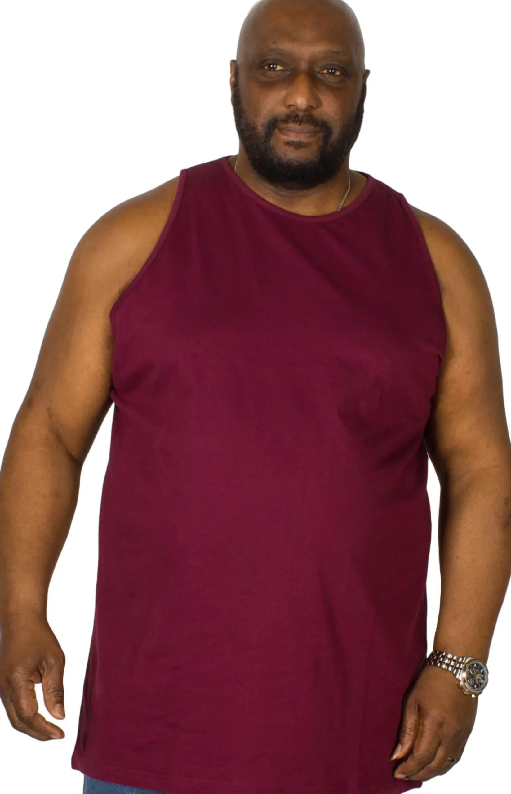 Online Bigdude Plain Vest Burgundy Tank Tops