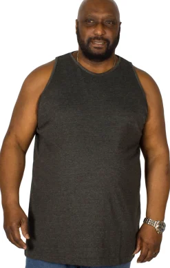 Fashion Bigdude Plain Vest Charcoal Tank Tops