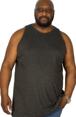 Fashion Bigdude Plain Vest Charcoal Tank Tops