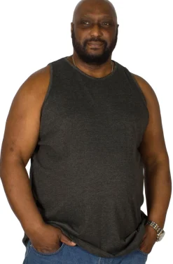 Fashion Bigdude Plain Vest Charcoal Tank Tops