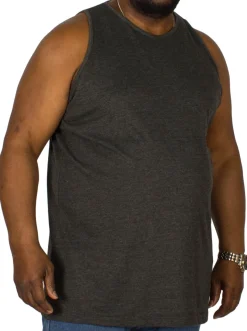 Hot Bigdude Plain Vest Charcoal Tall Tank Tops