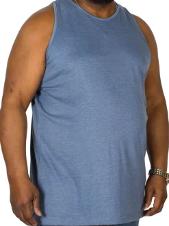 Hot Bigdude Plain Vest Denim Marl Tank Tops
